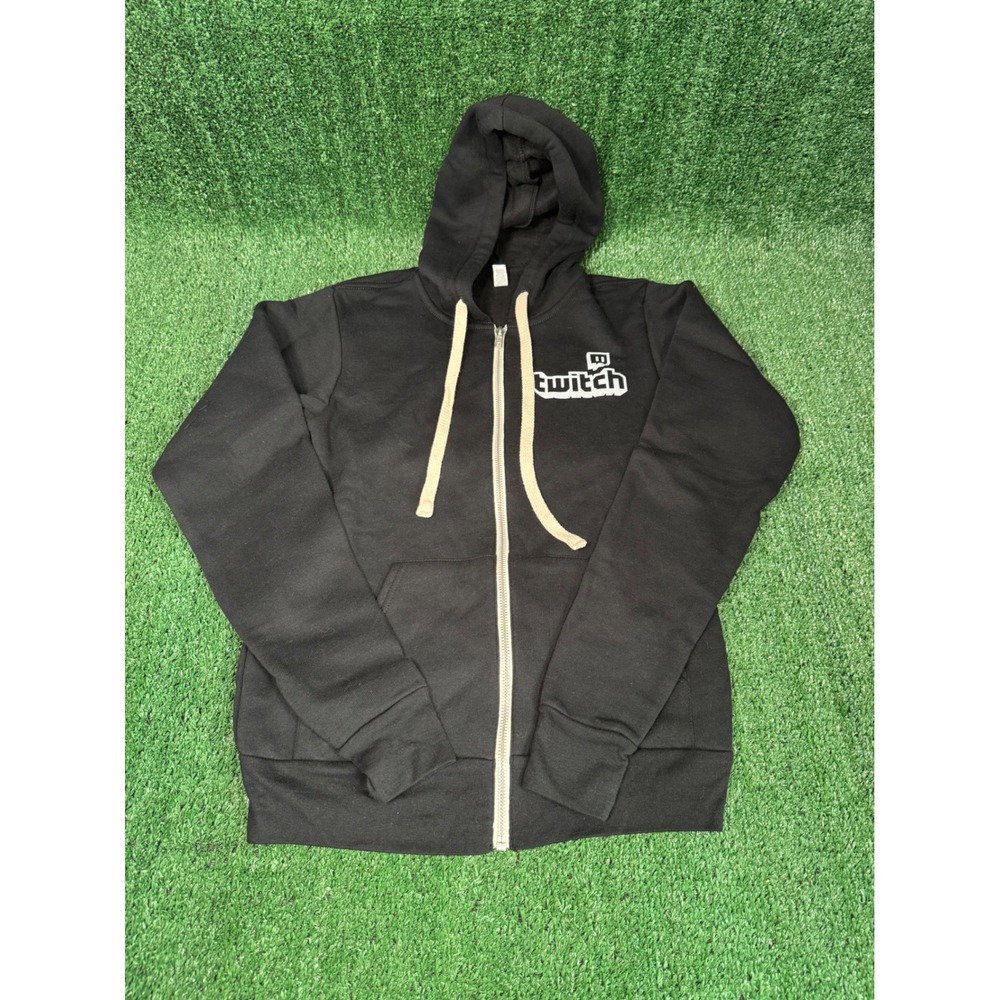 Twitch Black Full Zip Hoodie Womens XS Gaming Streamer Logo